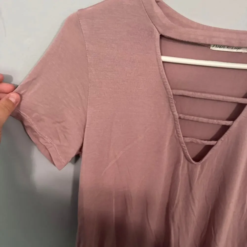 Heart & Hips Dusty Pink Choker Strap Neckline Top Women's Size Medium w/ Spandex - Picture 3 of 6